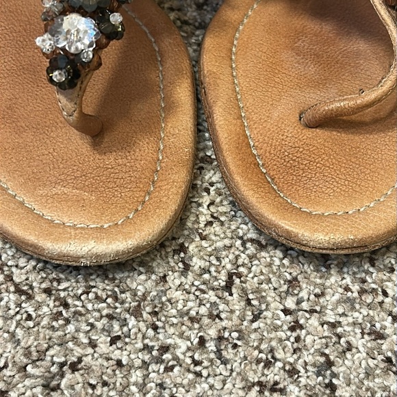 Prada Women's Leather Tan and Brown Beaded Sandals size EU 38 US 8 - Picture 5 of 16